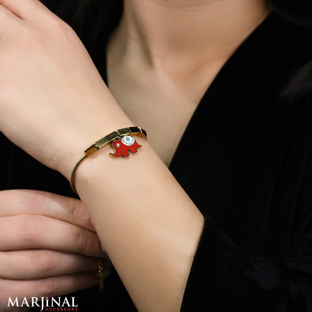 CHARM KIRMIZI FİL ÇELİK BİLEKLİK 
